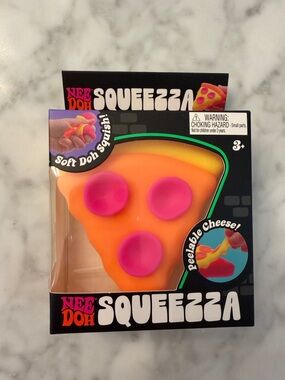 NWT Nee Doh Squeezza Pizza Slice Squishy Toy - Orange & Pink